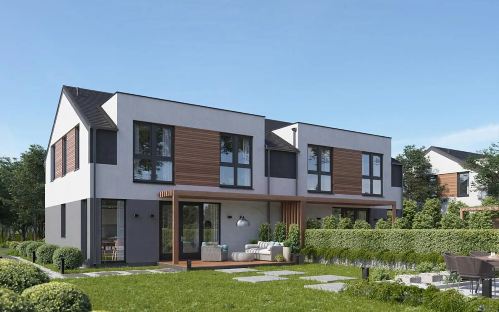 Einfamilienhausquartier in Polen in Holztafelbauweise