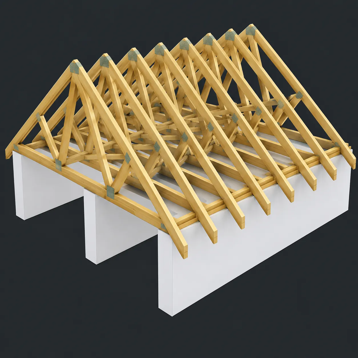 Vorgefertigter Holz-Dachbinder nach MiTek-Technologie